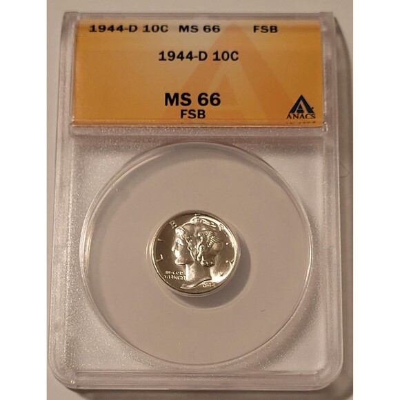 1944 D Mercury Dime MS66 FB ANACS - Picture 1 of 4